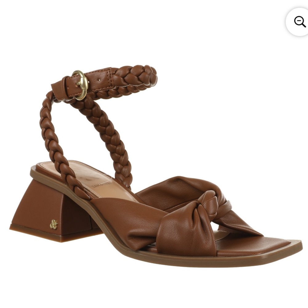 Sam & Libby Women’s Brown Strappy Braided Block Heel Sandals Size 6